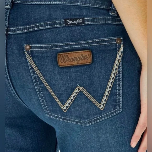 WRANGLER BOOT CUT DENIM JEANS MATERNITY RETRO MID RISE PANTS COWGIRL BABY SIZE 7 - Picture 5 of 9